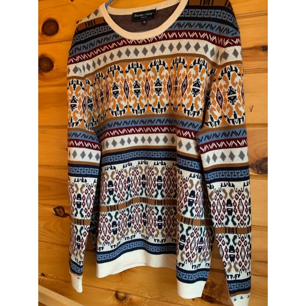 Paisley & Gray Colorful Unique Fit Multicolor Knit Patterned Sweater XXL
